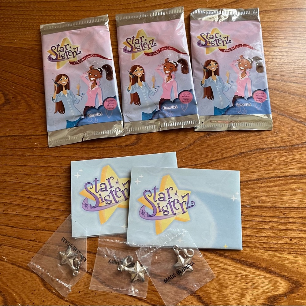 Three- Star Sisterz Collectible Charm Card Game Demo Pack New Sealed + Extras